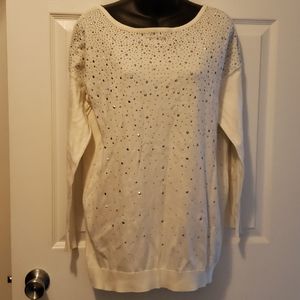 Womens Worthington White Jeweled Sweater